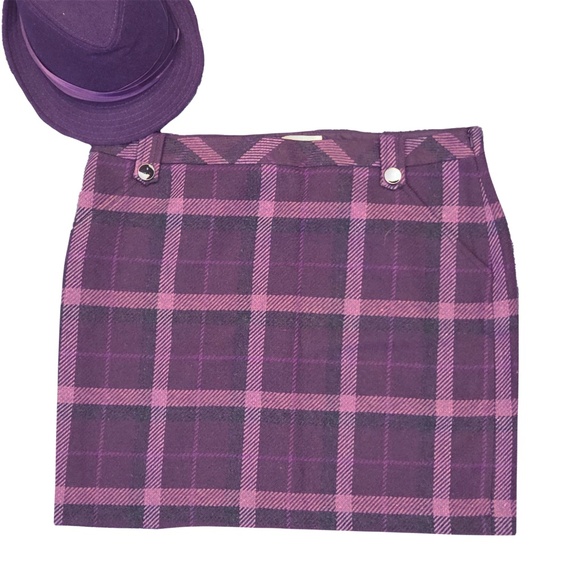NWT Ann Taylor Loft Purple Plaid Skirt 14P - Picture 1 of 3
